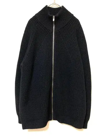 바토너 울 드라이버즈 집업 니트 로우 게이지 블랙