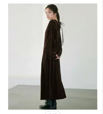 벨로아 원피스 원피스 백리본 롱 기장 벨로아 여성용