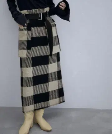 체크 타이트 스커트