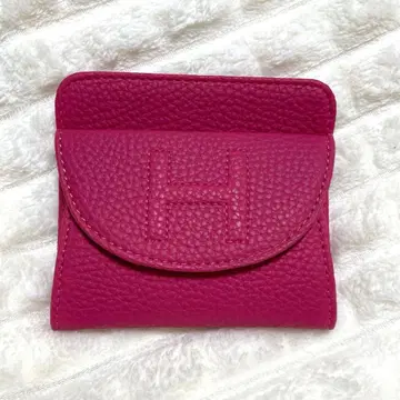 H 로고 미니 지갑 지갑 미니 지갑 코인 케이스 논브랜드 핑크