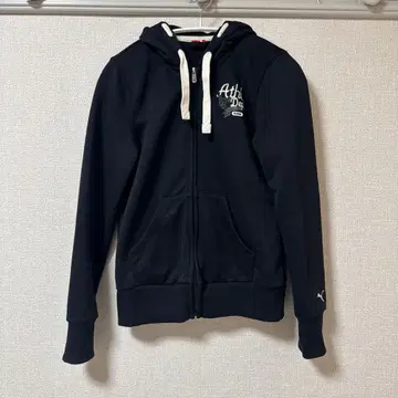 Puma 풀 집업 후드티 블랙