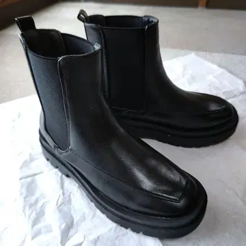 블랙 사이드 고어 부츠 통굽