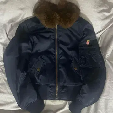 Khalia 네이비 MA-1 퍼 자켓 y2k