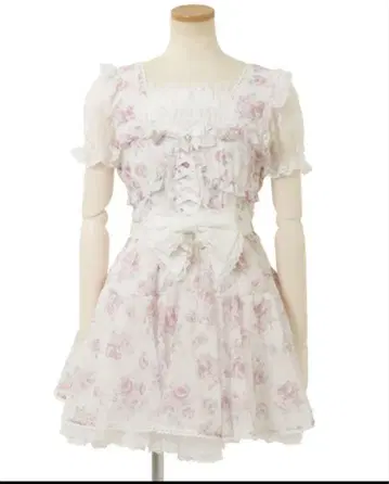 LIZLISA 로즈 리본 쉬폰 원피스 화이트