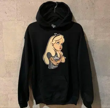 남녀 공용 다크 프린세스 타투 악마 앨리스 후드티/블랙