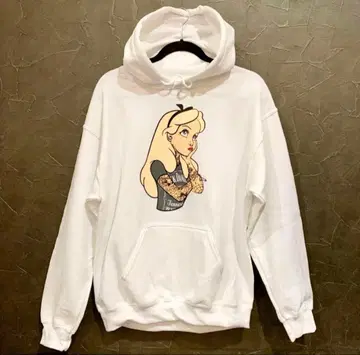 남녀 공용 다크 프린세스 타투 악마 앨리스 후드티/화이트