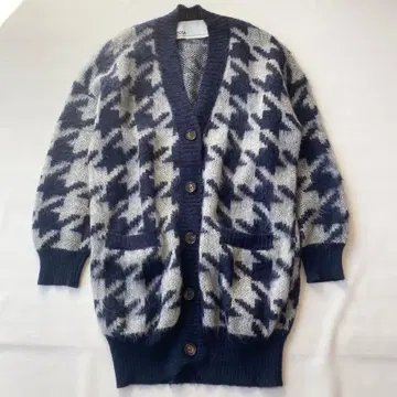 [ 새상품급 ] TICCA 티 자카드 가디건 모헤어 롱 하운드투스