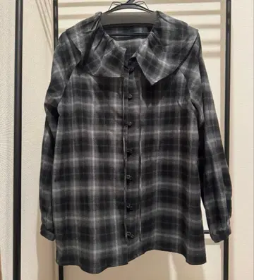 IENA BLACK 프릴 체크 블라우스