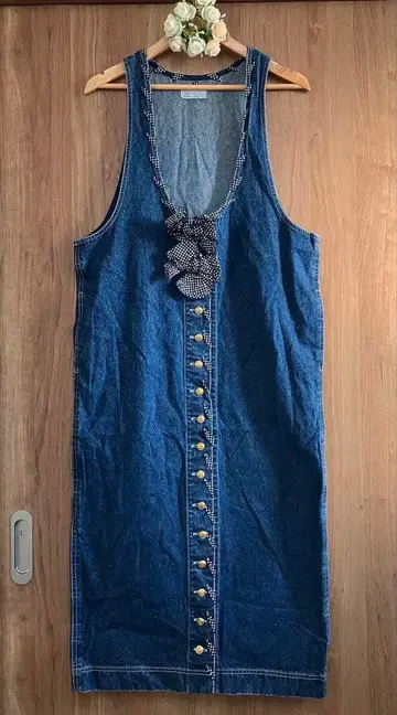 파세리 데님 슬리브리스 롱 원피스