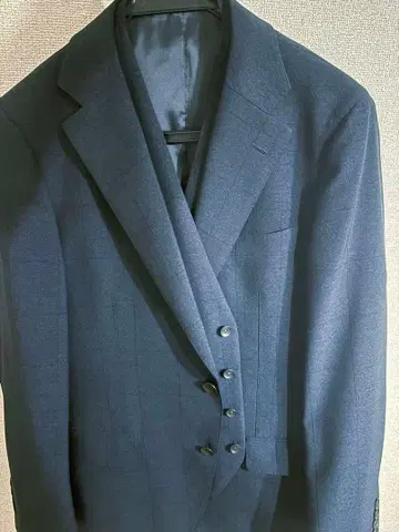 [컨디션 최상] 정장 셀렉트 3피스 수트 4S 시리즈 네이비 섀도우 체크