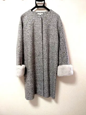 노카라 롱 코트 트위드