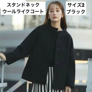 Feroux 스탠드넥 울라이크 코트 블랙 사이즈 2 페루