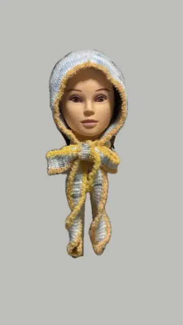 스카이블루 x 오렌지 발라클라바 니트