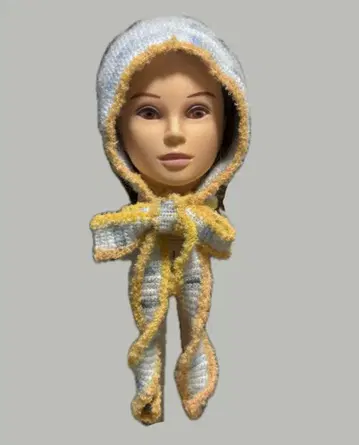 스카이블루 x 오렌지 발라클라바 니트