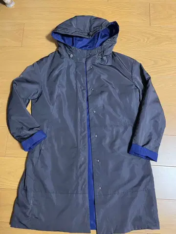 그레이 후드 부착 롱 코트 M 사이즈