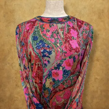 [ 시순환 ] LEONARD 티셔츠 노카라 꽃무늬 멀티 컬러 S 사이즈