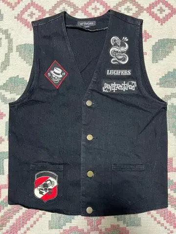 새상품급 소프트 머신 softmachine 블랙 데님 베스트 와펜 사양