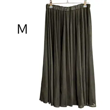 블랙 롱 플레어 스커트 풍성한 플레어 M 허리밴딩 고급