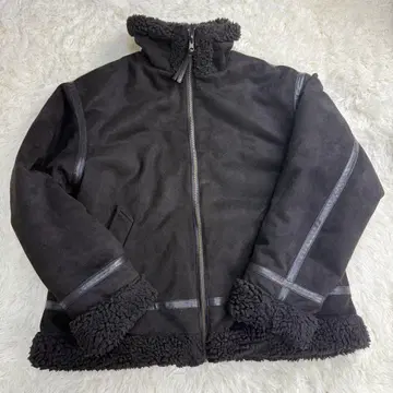 무스탕 보아 플라이트 자켓 인조 가죽 블랙 리버서블 L 사이즈