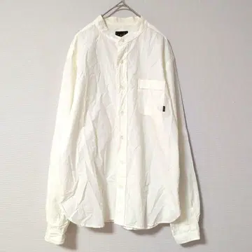 CALEE 화이트 크림색 밴드 카라 셔츠 코튼