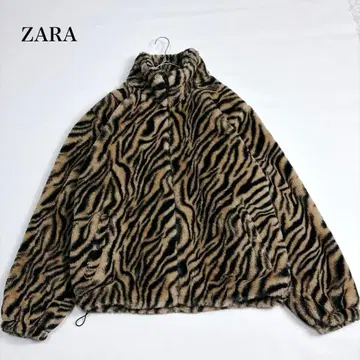 미사용급 ZARA 인조 모피 자켓 타이거 호랑이 애니멀 무늬 L