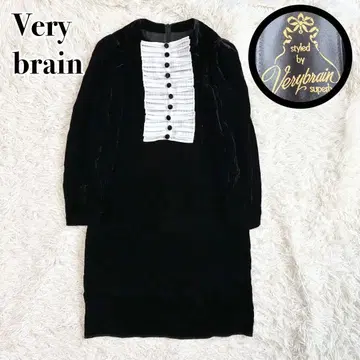 레어 Very brain 벨벳 프릴 원피스 파티 블랙 M