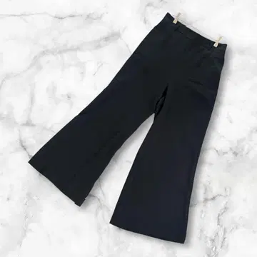 지유 블랙 와이드 팬츠 하이웨스트 허리밴딩 LL 루즈핏 심플