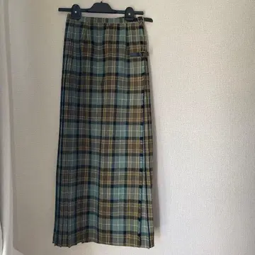 빈티지 울 체크 롱 스커트 랩스커트