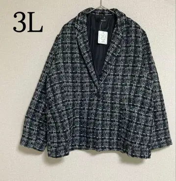 트위드 자켓 빅 사이즈 3L 블랙 계열 긴팔 아우터 루즈핏