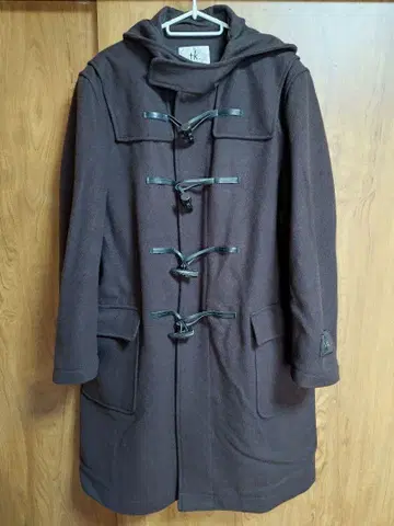 tk. 더플 코트 다크 브라운 후드 부착 남성용