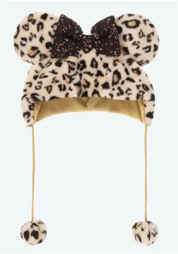 미사용 새상품 팬캡 미니 마우스 레오파드 무늬 브라운 디즈니