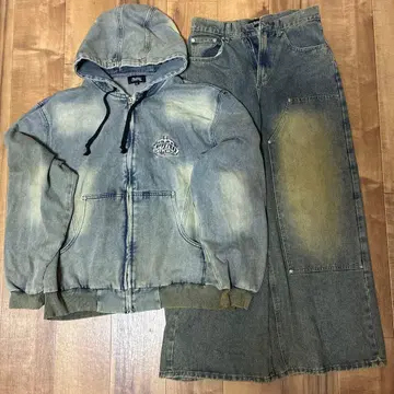 atmark 킹 로고 데님 상하의