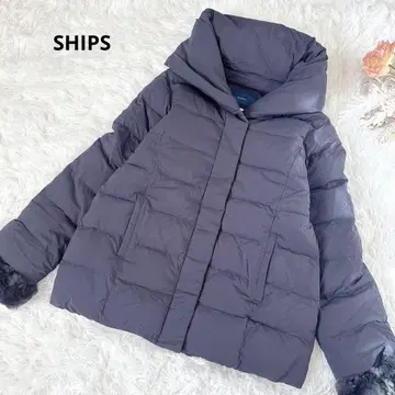 쉽스 후드 숏 다운 자켓 카와타 페더 숄카라 네이비