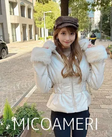 MICOAMERI 숏 다운 코트 허리 퍼