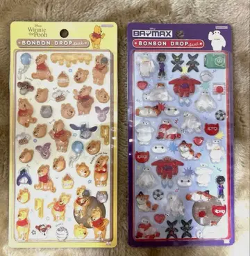 새상품 본봉 드롭씰 디즈니 푸우 베이맥스 2점 세트