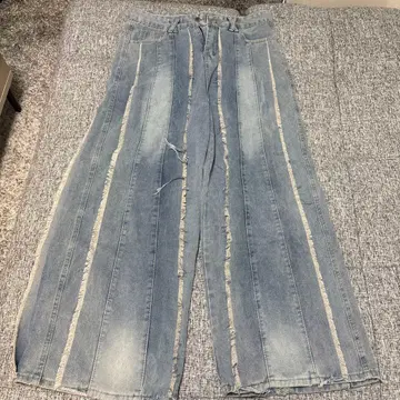 프린지 스트라이프 디자인 와이드 팬츠