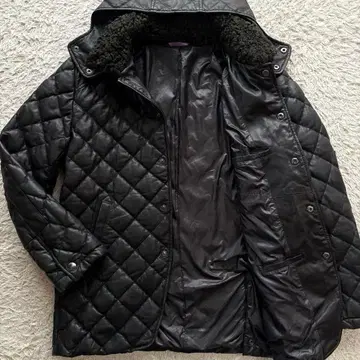 양가죽 폴스미스 퀼팅 다운 자켓 옷깃 무스탕 블랙 L