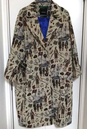 오버 사이즈 melange 메주 고블랑 직조 바이킹 패턴 코트