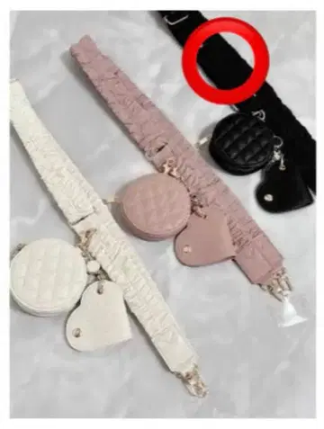 시마무라 coco 하트형 프릴 디자인 스마트폰 숄더 백 블랙