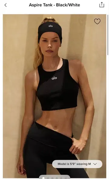 alo 블랙 크롭 탱크탑 s
