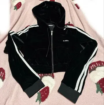 널디 VELVET CROPPED HOODIE TRACK TOP