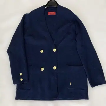 새상품급 로베르타 디 카메리노 울 혼방 밀라노 리브 가디건 네이비 M