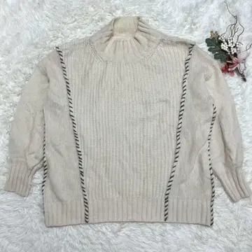 소노 (Sono) 1 배색 스티치 니트 풀오버 하이넥 가을/겨울