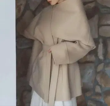 리버 울 미들 머플러 코트 네이비 anuans 베이지