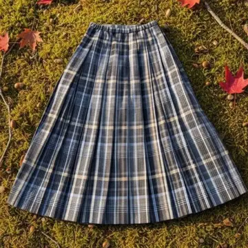어반 리서치 도어스 체크 플리츠 스커트 롱 구제 모리걸