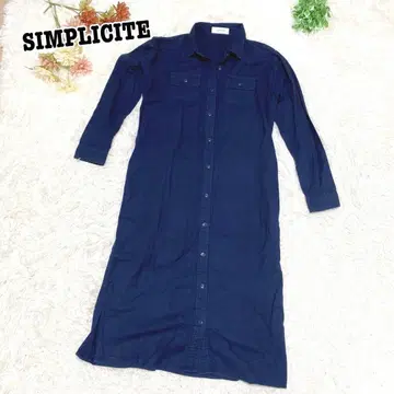 s.1761 [샴플리시테] 긴팔 셔츠 롱 원피스 네이비 F 사이즈