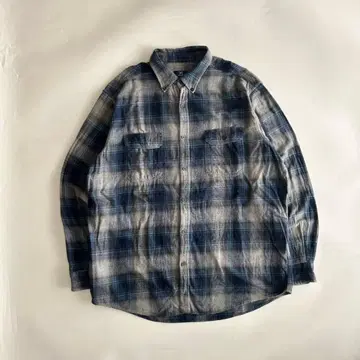 레어 00s GEORGES 옴브레 체크 플란넬 셔츠 짧은 기장 XL