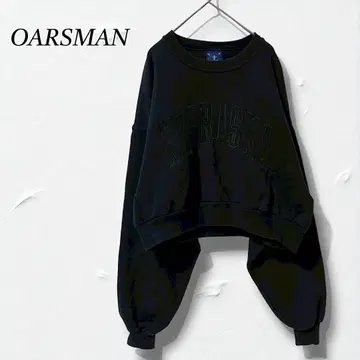 [오즈맨] 90s 숏 기장 로고 맨투맨 트레이닝복 긴팔 크롭 기장 XL