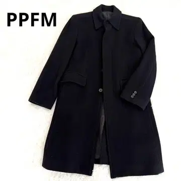 PPFM () 울 90% 롱 코트 블랙 레트로 구제 의류 mix