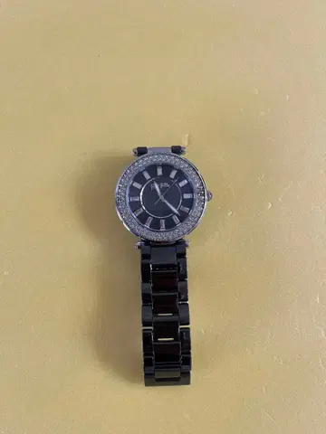 블랙 세라믹 팔찌 시계 스톤 포함